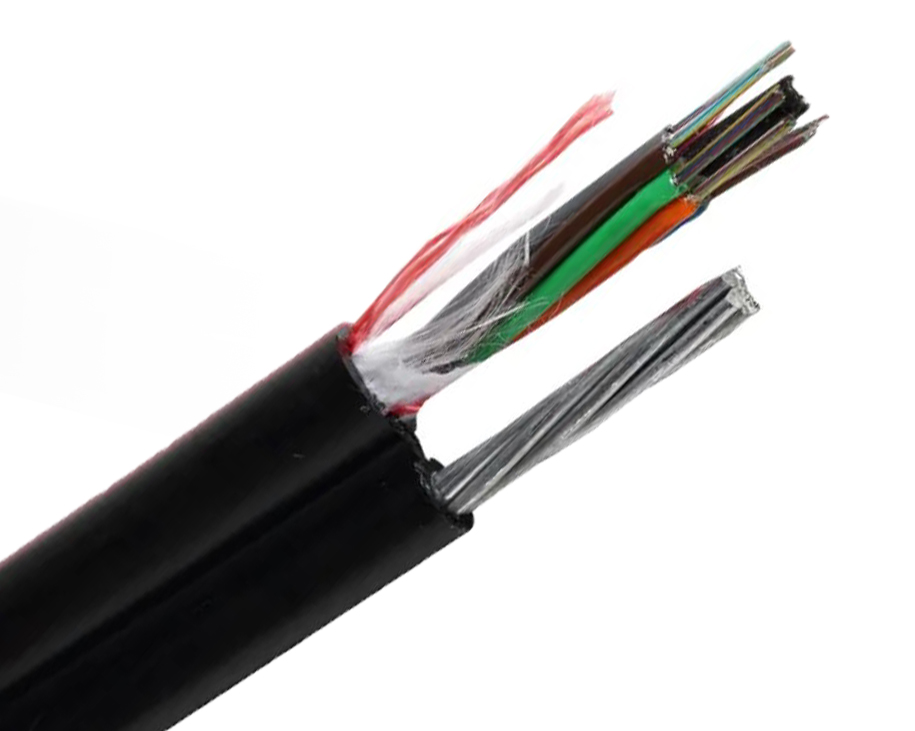 BLACKSTONE Aerial Cable Figure 8 Fiber Optic Cable, 38 Core, Outdoor, Multimode, OM2, 50/125µm, PE, Black, part number:BSAF1OM238BL-PE